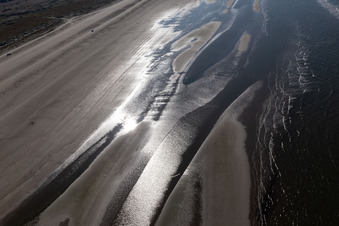 West coast at low tide in Fanø in the state South Denmark, Denmark