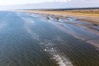West coast at low tide in Fanø in the state South Denmark, Denmark from above