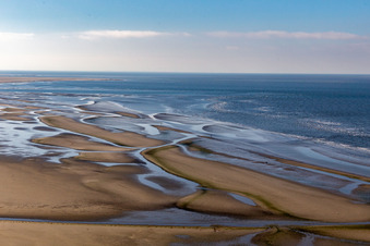 West coast at low tide in Fanø in the state South Denmark, Denmark out of the air