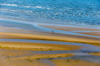 West coast at low tide in Fanø in the state South Denmark, Denmark from the plane