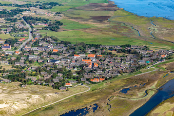 Village on marine coastal area of Norths sea wadden sea in the district Soenderho in Fanoe in Syddanmark, Denmark