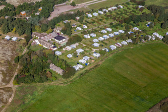 Aerial photograpy of Sønderho New Camping in Fanø in the state South Denmark, Denmark