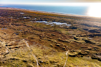 Aerial view of Wadden Sea National Park in Fanø in the state South Denmark, Denmark