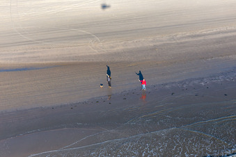 Fanoe Bath Beach in Fanø in the state South Denmark, Denmark seen from above