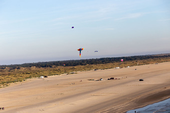 Kites on the beach in Fanø in the state South Denmark, Denmark