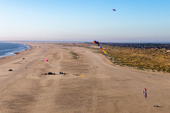 Kites on the beach in Fanø in the state South Denmark, Denmark