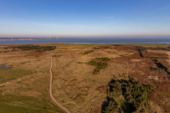 Bird's eye view of Wadden Sea National Park in Fanø in the state South Denmark, Denmark