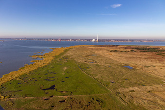 Drone recording of Wadden Sea National Park in Fanø in the state South Denmark, Denmark