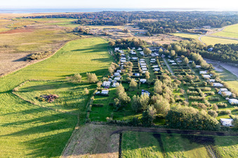 Aerial view of Ny Camping, Sønderho in Fanø in the state South Denmark, Denmark