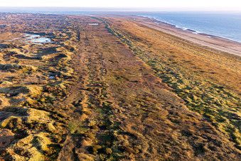 Oblique view of Wadden Sea National Park in Fanø in the state South Denmark, Denmark