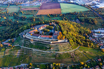Aerial view of Former fortress todays prison hospital Hohenasperg in Asperg in the state Baden-Wurttemberg, Germany
