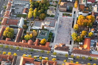 Aerial view of Town Hall building of the City Council at the Rathausplatz downtown in Ludwigsburg in the state Baden-Wurttemberg, Germany