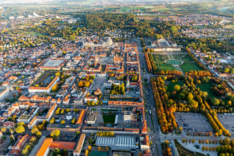 City view on down town Stuttgarter / Schorndorfer Strasse and Schlosspark in Ludwigsburg in the state Baden-Wurttemberg, Germany