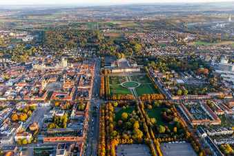 Town and the barock park of the castle Residenzschloss Ludwigsburg in Ludwigsburg in the state Baden-Wurttemberg, Germany
