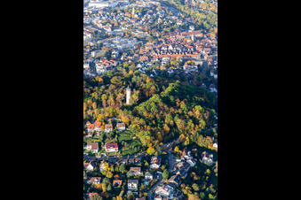 Aerial view of Engelberg Tower, Engelberg Meadow in Leonberg in the state Baden-Wuerttemberg, Germany