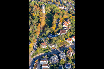 Aerial view of Structure of the observation tower Engelbergturm in Leonberg in the state Baden-Wurttemberg, Germany