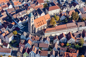 Church building in of Stadtkirche St. Laurentius Old Town- center of downtown in Nuertingen in the state Baden-Wurttemberg, Germany