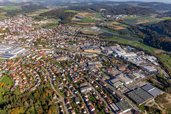 Stockach in the state Baden-Wuerttemberg, Germany from above