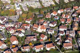 Church building in the village of in Dettingen in the state Baden-Wurttemberg, Germany