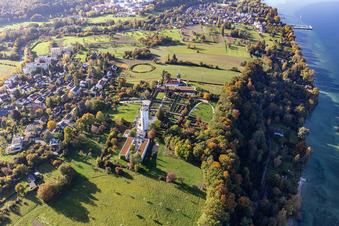 Aerial view of Building the hostel DJH Otto-Moericke-Tower Konstanz in the district Allmannsdorf in Konstanz in the state Baden-Wurttemberg, Germany