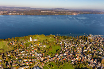 Aerial photograpy of Building the hostel DJH Otto-Moericke-Tower Konstanz in the district Allmannsdorf in Konstanz in the state Baden-Wurttemberg, Germany