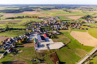 Aerial view of Village view from the south with Karl Schmid in the district Boll in Sauldorf in the state Baden-Wuerttemberg, Germany