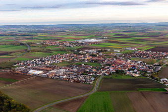 Aerial view of District Unterspiesheim in Kolitzheim in the state Bavaria, Germany