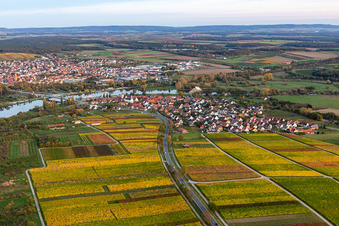 Oblique view of District Astheim in Volkach in the state Bavaria, Germany