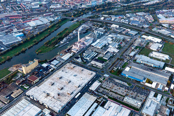 Aerial photograpy of Harbor in Schweinfurt in the state Bavaria, Germany