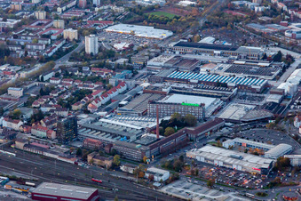 Building and production halls on the premises of Schaeffler Technologies AG & Co. KG at dusk in Schweinfurt in the state, Germany