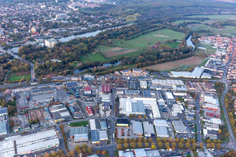 Aerial view of Industrial Park Sennfeld West in Sennfeld in the state Bavaria, Germany