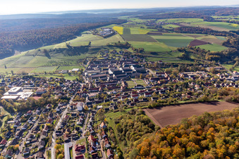 Aerial view of Ebrach in the state Bavaria, Germany
