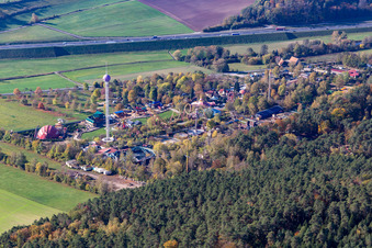 Leisure Centre - Amusement Park Freizeit-Land Geiselwind in Geiselwind in the state Bavaria, Germany viewn from the air