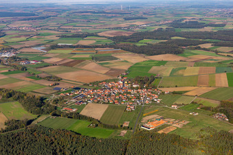 Aerial view of District Kirchschönbach in Prichsenstadt in the state Bavaria, Germany
