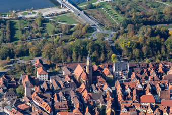 Town Hall building of the City Council at the market downtown in Volkach in the state Bavaria, Germany