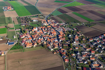 Aerial view of Kolitzheim in the state Bavaria, Germany