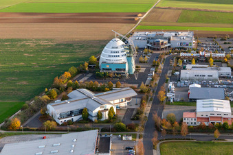 Oblique view of Cineworld Cineplex in the Mainfrankenpark Neuhof in Dettelbach in the state Bavaria, Germany