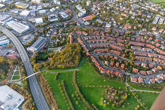 Aerial view of District Grombühl in Würzburg in the state Bavaria, Germany