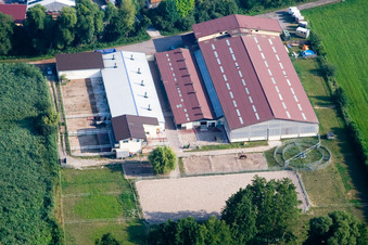 Oliver Wehnes Horse Farm in the district Minderslachen in Kandel in the state Rhineland-Palatinate, Germany out of the air