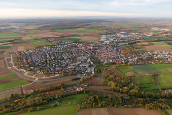 Town View of the streets and houses of the residential areas in Estenfeld in the state Bavaria, Germany