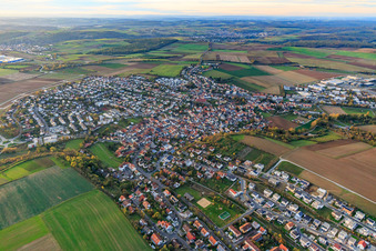 View of the town from the southeast in Estenfeld in the state Bavaria, Germany