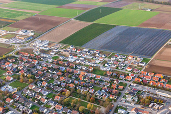 Aerial view of Bergtheim in the state Bavaria, Germany