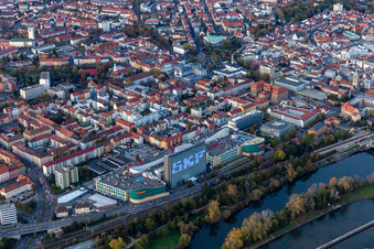 Aerial view of SKF House on the Main in Schweinfurt in the state Bavaria, Germany
