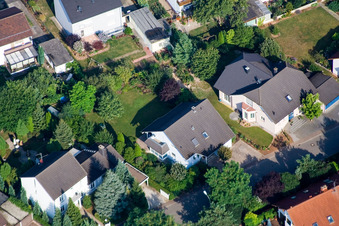 Bird's eye view of Klingbachstraße from the southeast in Steinweiler in the state Rhineland-Palatinate, Germany