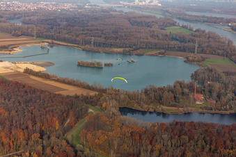 Aerial view of Hagenbach in the state Rhineland-Palatinate, Germany