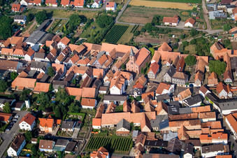 Aerial view of Kreuzgasse in Steinweiler in the state Rhineland-Palatinate, Germany