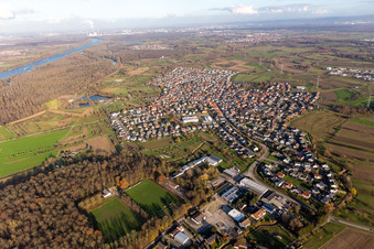 Town View of the streets and houses of the residential areas in Au am Rhein in the state Baden-Wurttemberg, Germany