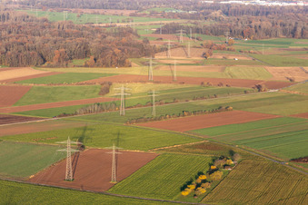 Reflectors on high-voltage lines in Offenburg in the state Baden-Wuerttemberg, Germany