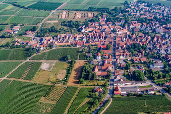 Main street from the south in Impflingen in the state Rhineland-Palatinate, Germany