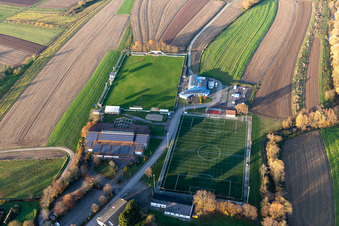 Aerial view of Sports Club Sand, Sander Hall in the district Sand in Willstätt in the state Baden-Wuerttemberg, Germany